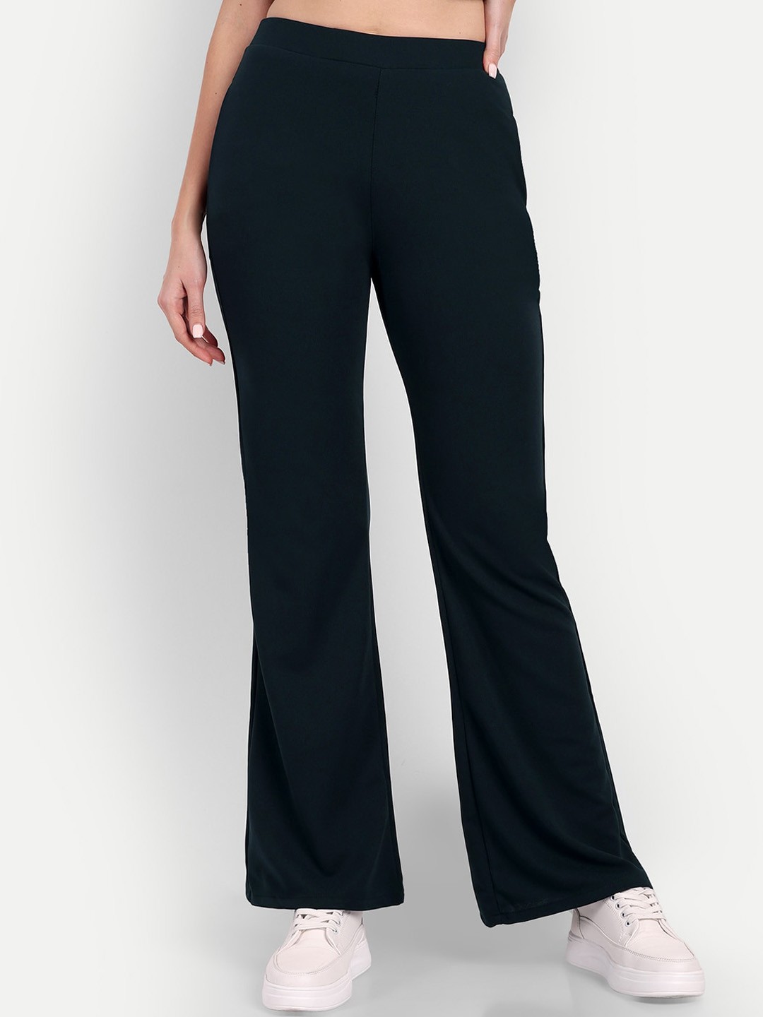 

BROADSTAR Women Relaxed Flared High-Rise Non Iron Trousers, Green