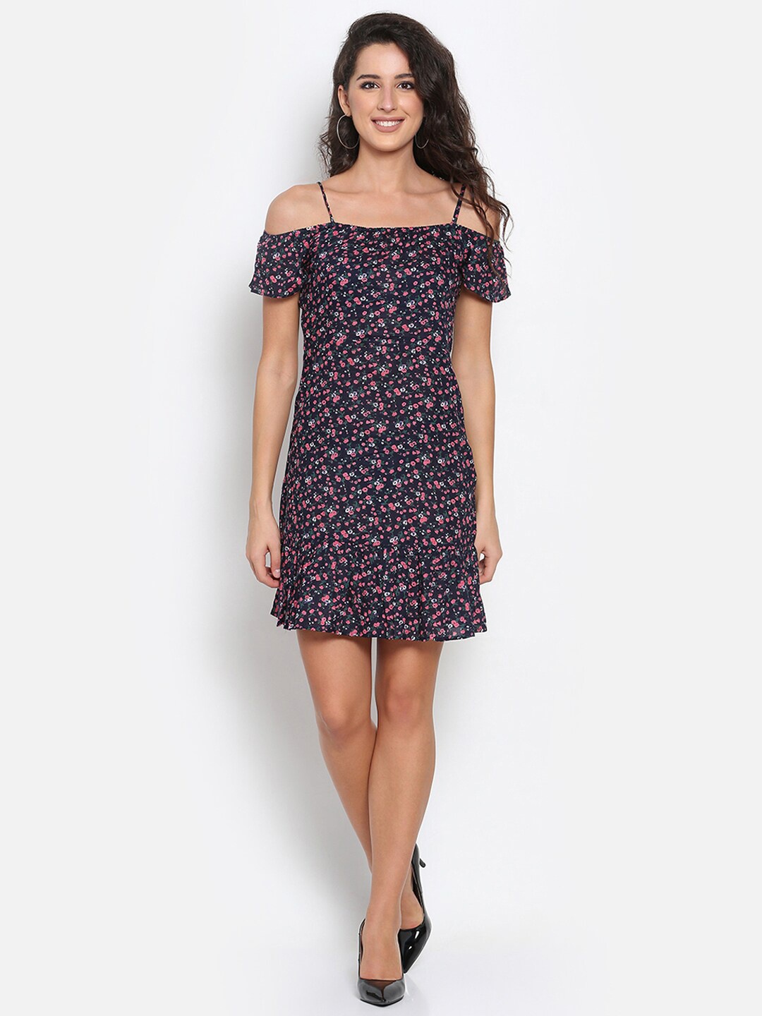 

MARC LOUIS Floral A-Line Cotton Dress, Blue