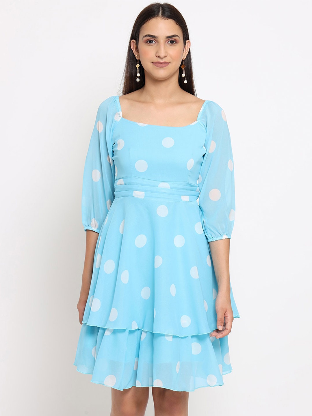 

MARC LOUIS Layered Printed Georgette Dress, Blue