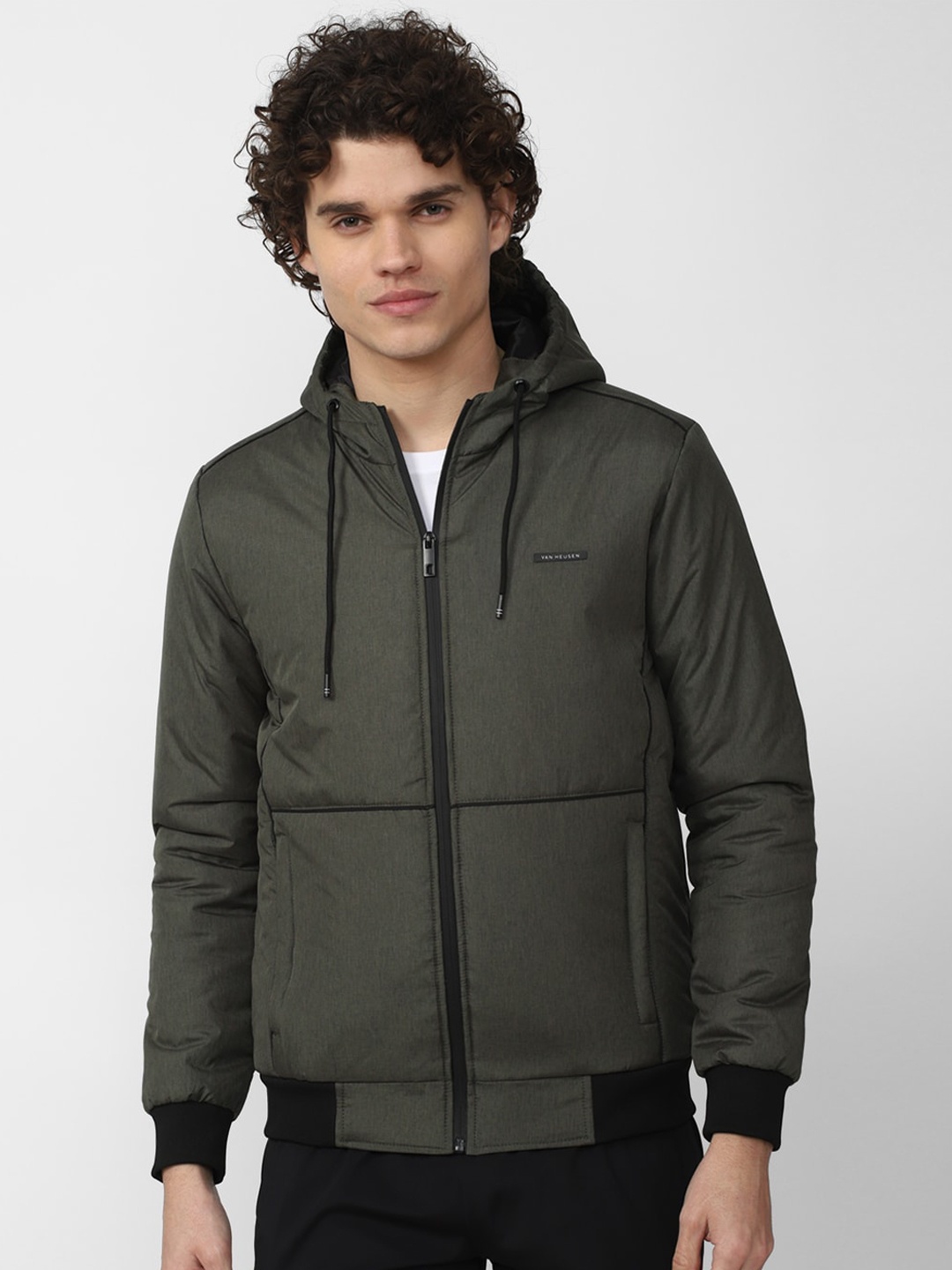 

Van Heusen Flex Men Hooded Cycling Jacket, Olive