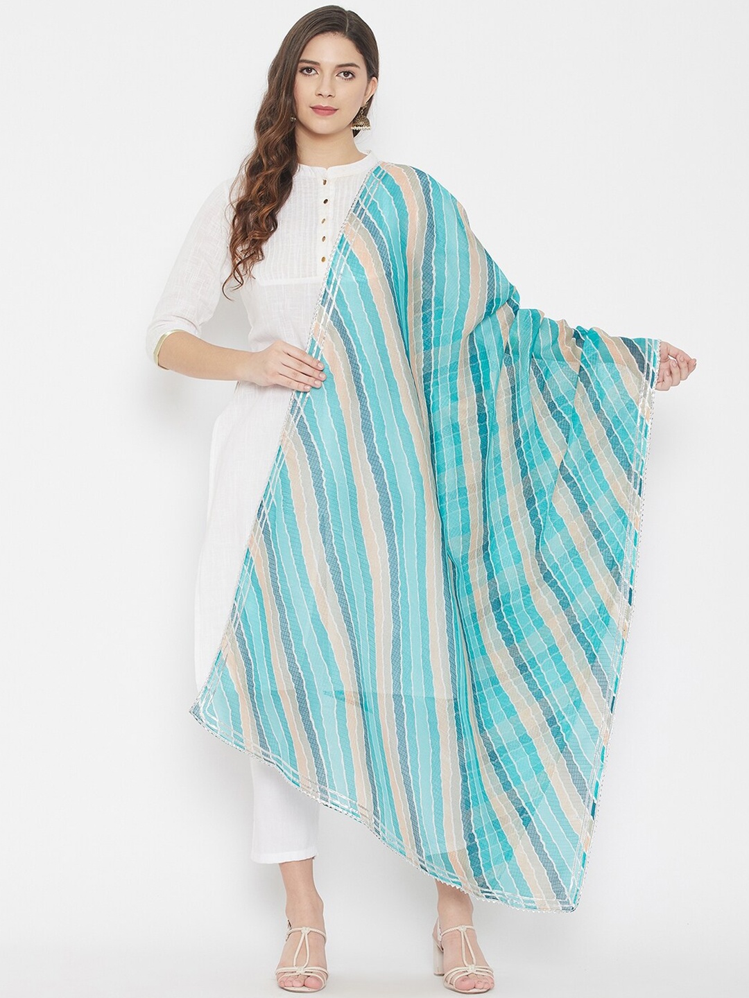

Clora Creation Printed Cotton Leheriya Dupatta, Blue