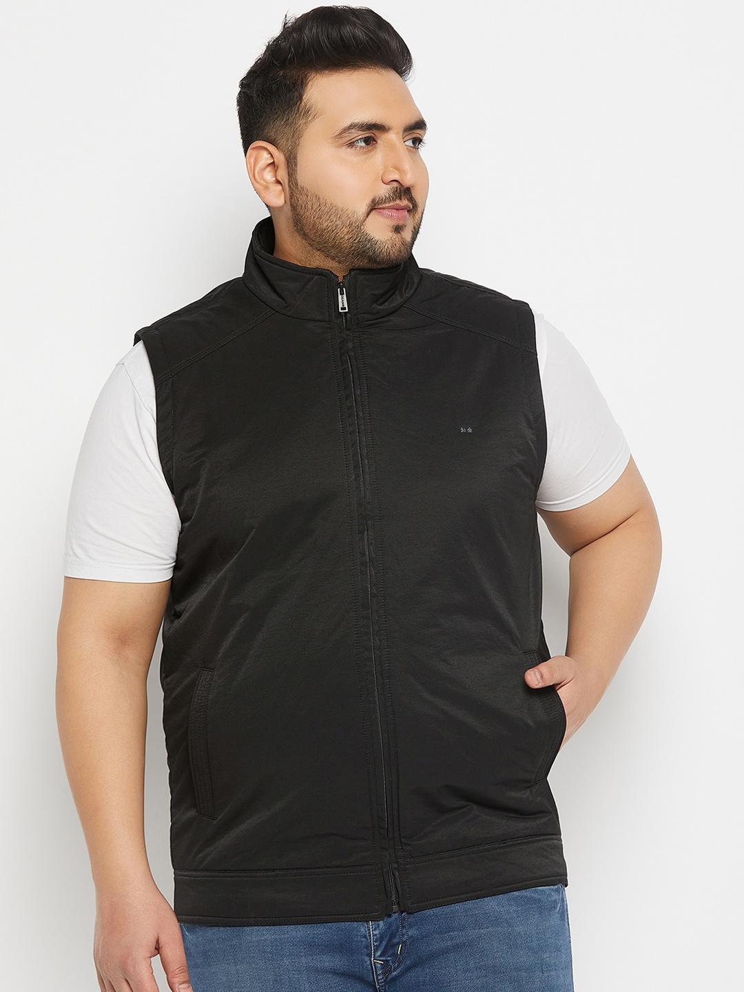 

Okane Men Mock Collar Lightweight Padded Jacket, Black