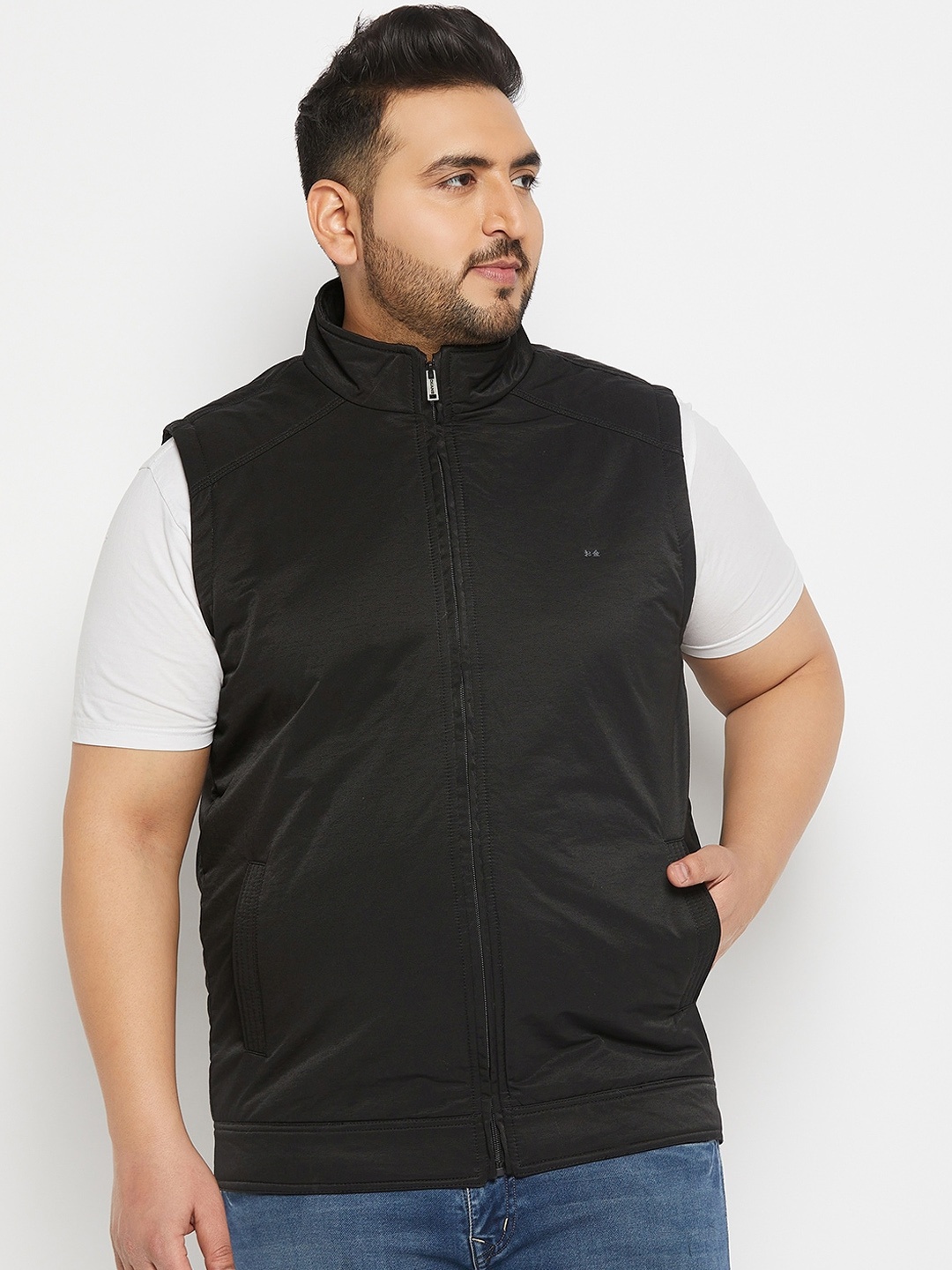 

Okane Men Mock Collar Lightweight Padded Jacket, Black