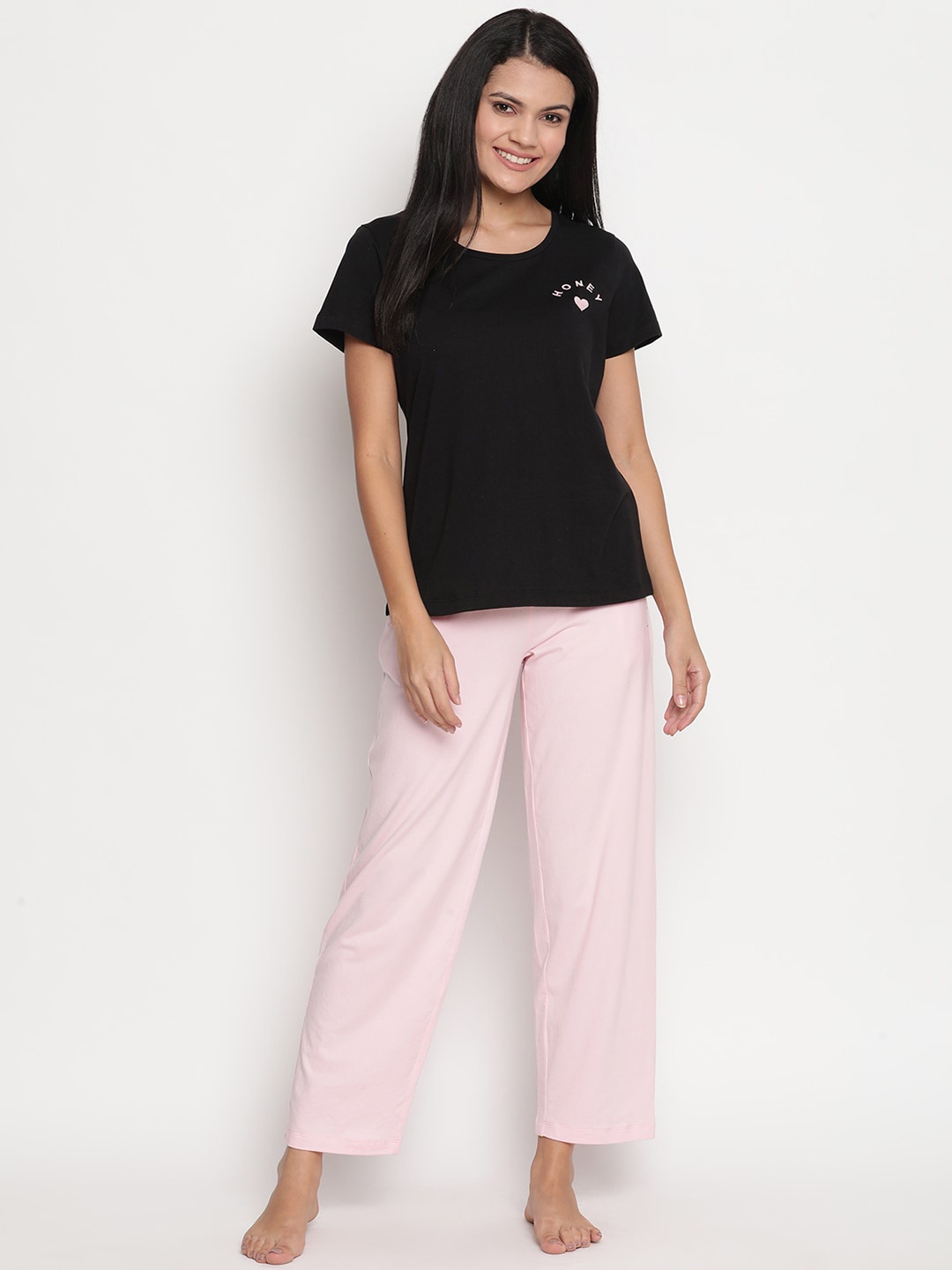 

HOUSE OF KKARMA Women 2 Pieces Pure Cotton Night Suit, Black