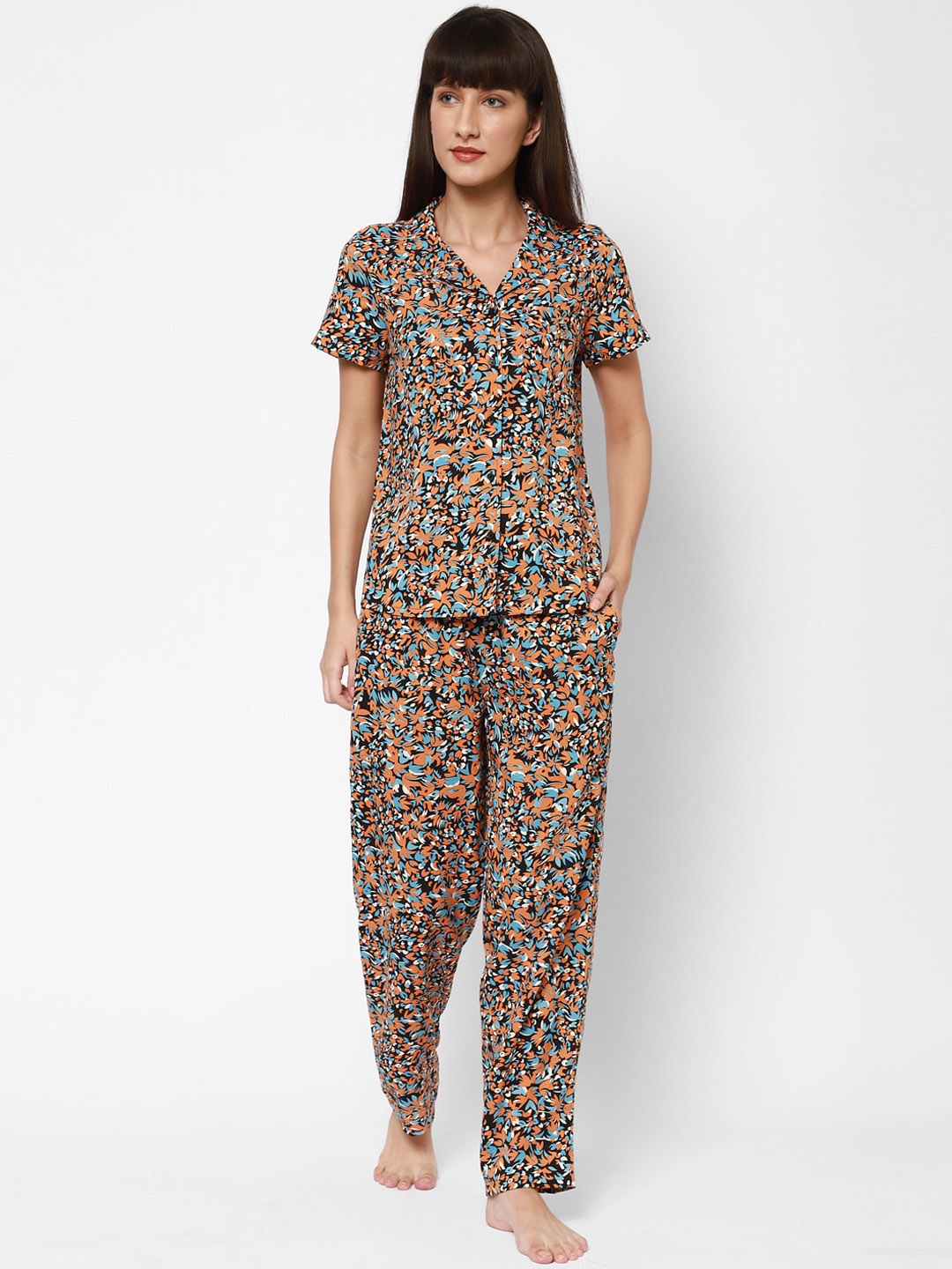

HOUSE OF KKARMA Women 2 Pieces Floral Printed Night Suit, Black