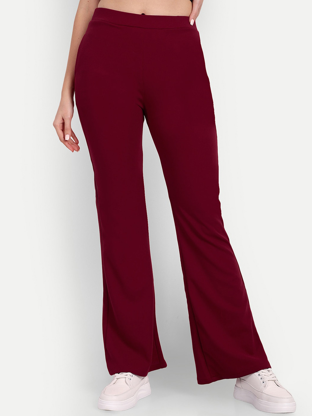 

Next One Women Relaxed Flared High-Rise Non Iron Bootcut Trousers, Maroon