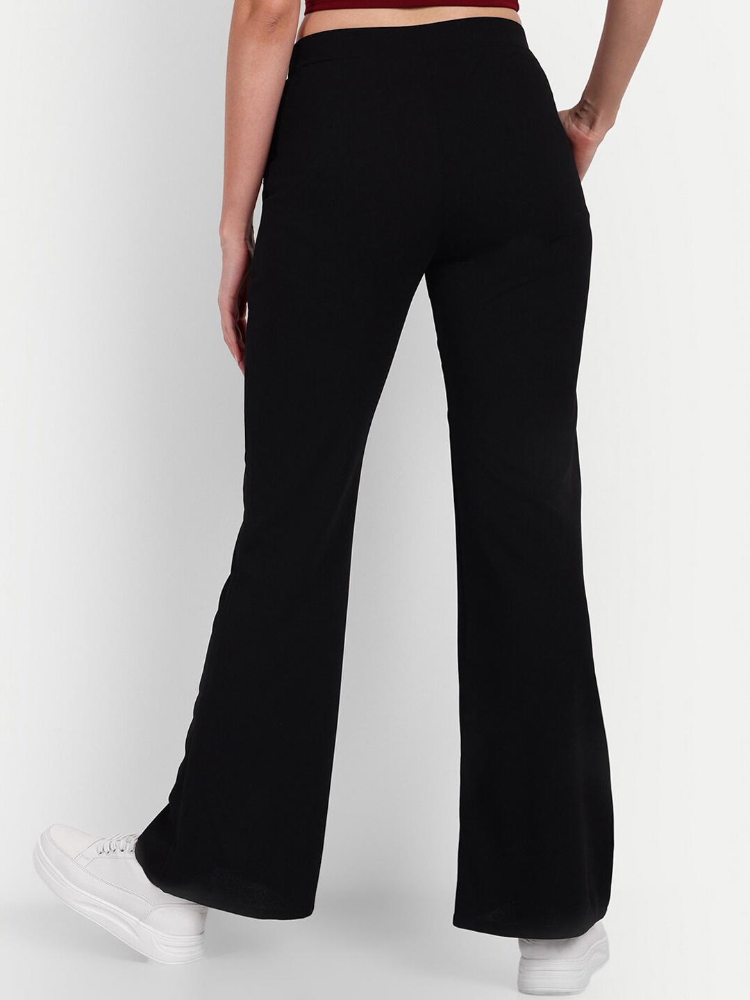 

Next One Women Relaxed Flared High-Rise Non Iron Trousers, Black