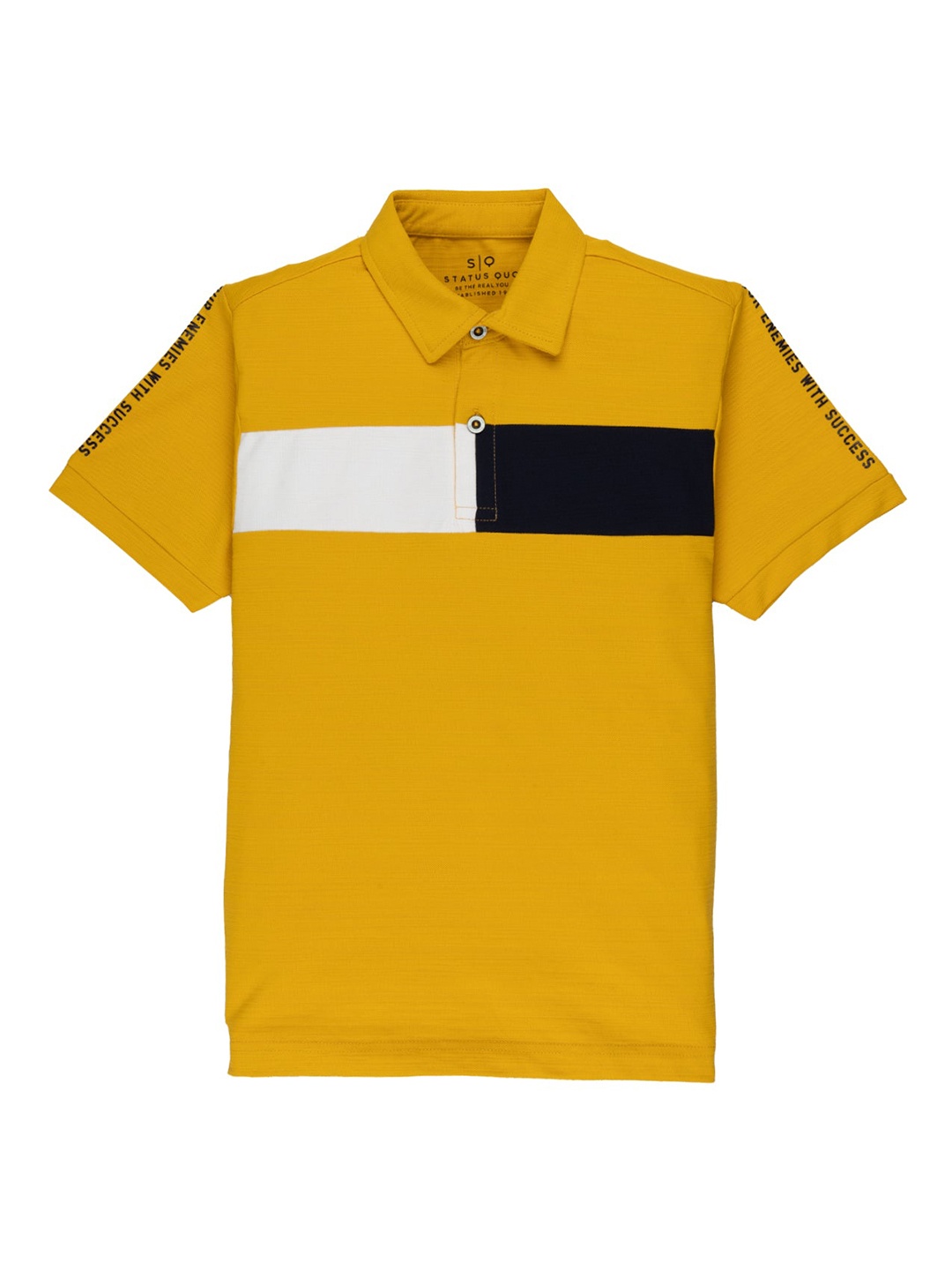 

Status Quo Boys Colourblocked Polo Collar T-shirt, Mustard