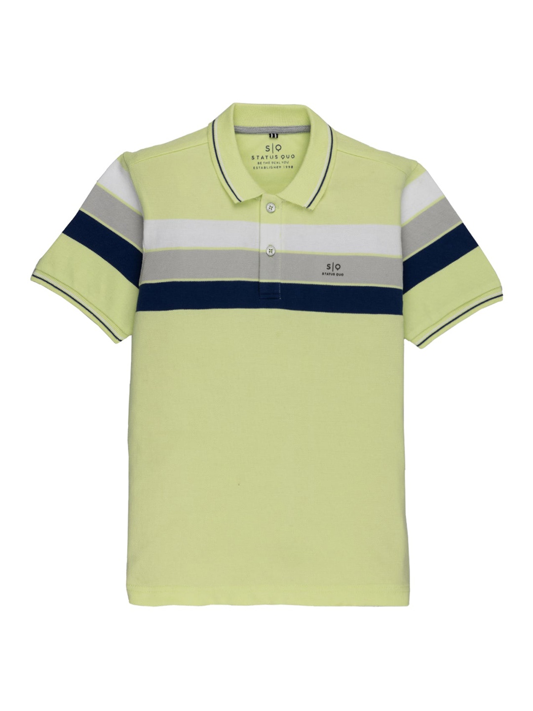 

Status Quo Boys Striped Polo Collar Cotton T-shirt, Yellow
