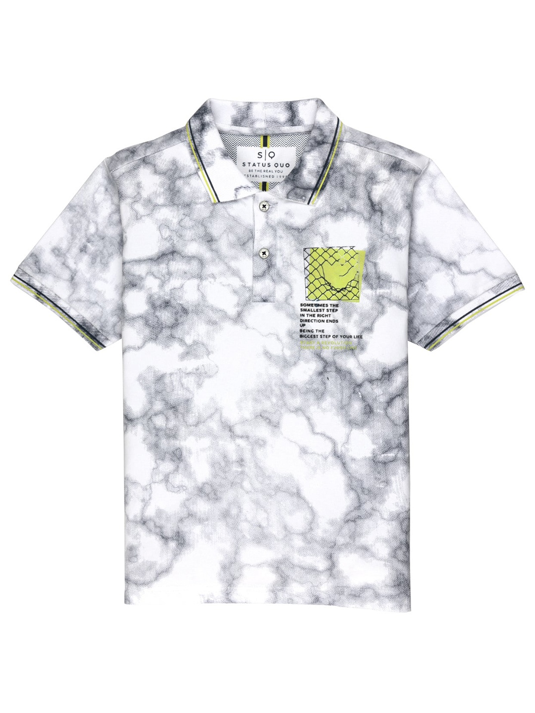 

Status Quo Boys Tie and Dye Polo Collar Cotton T-shirt, White