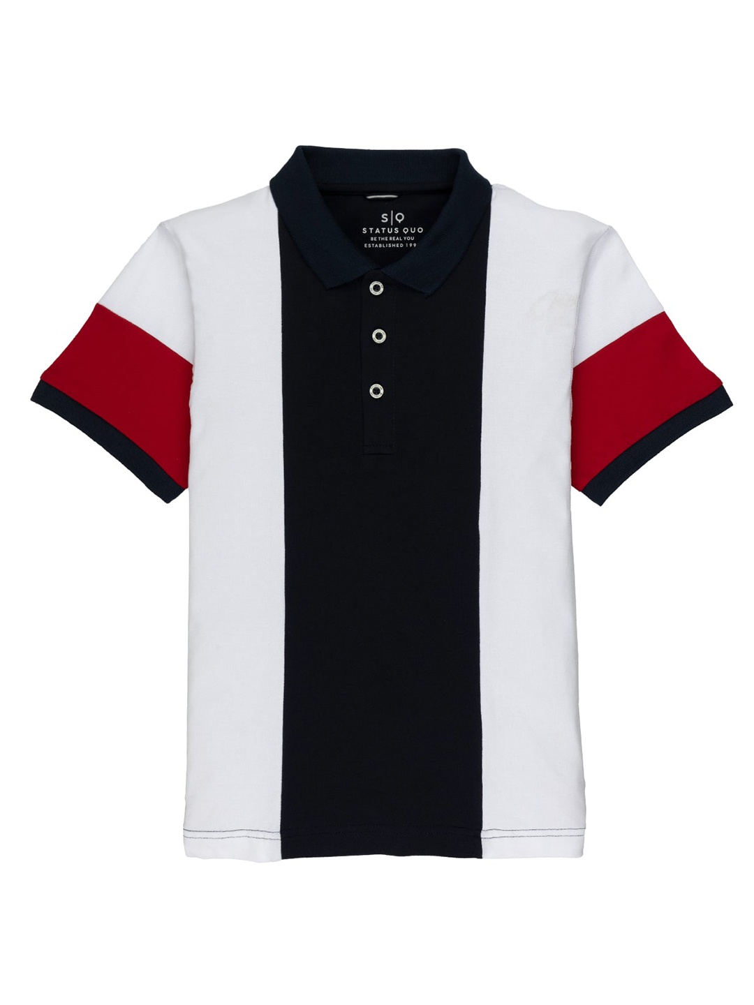 

Status Quo Boys Colourblocked Polo Collar Cotton T-shirt, Navy blue