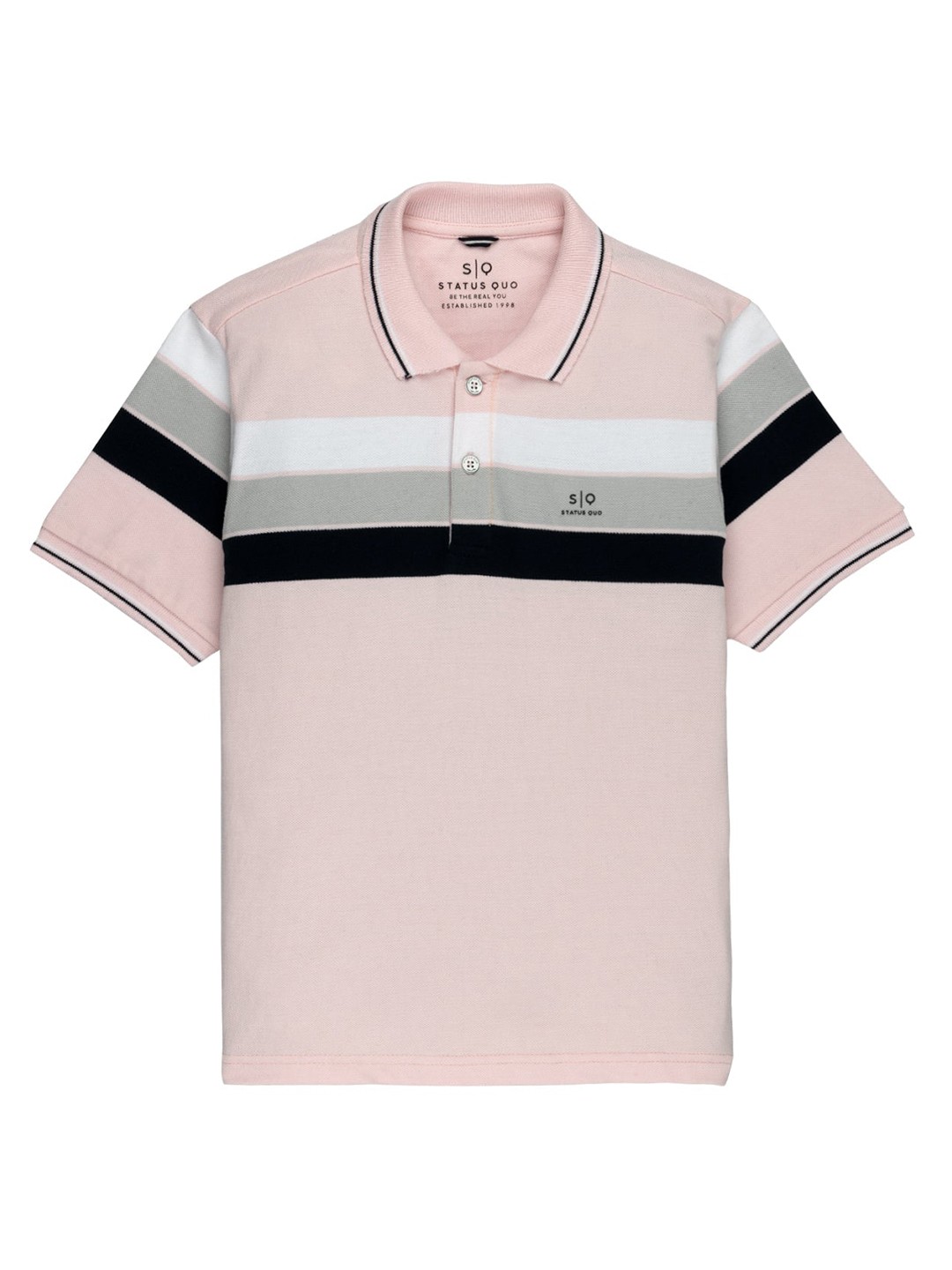 

Status Quo Boys Colourblocked Polo Collar Cotton T-shirt, Pink