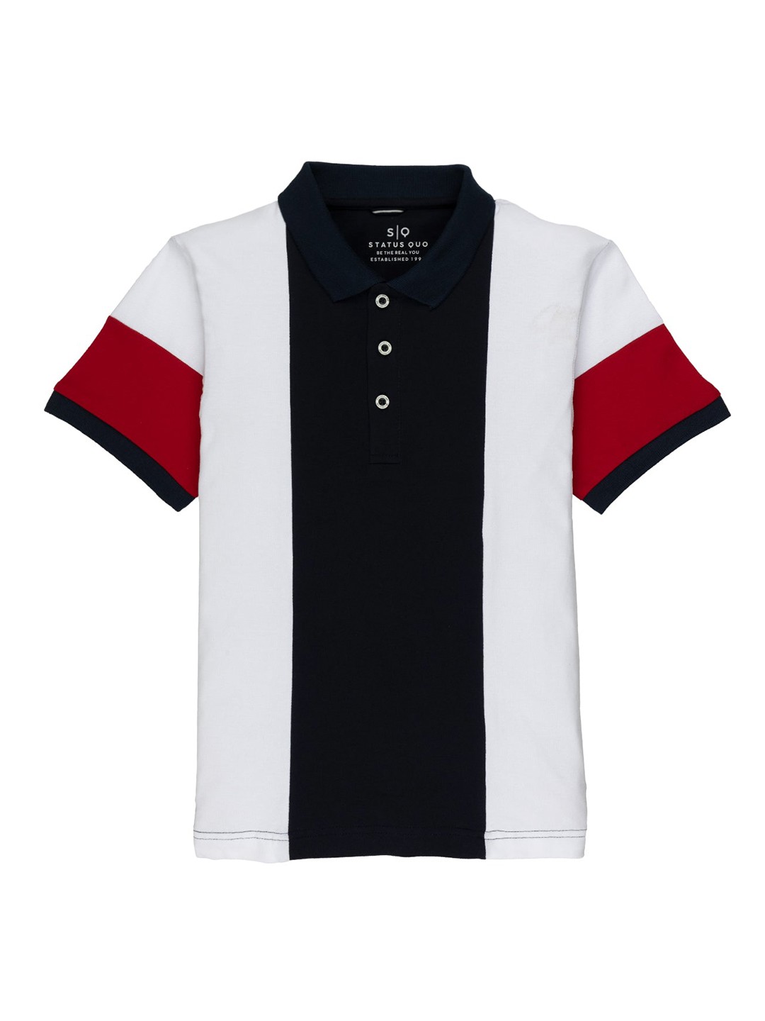 

Status Quo Boys Colourblocked Polo Collar Cotton T-shirt, Navy blue