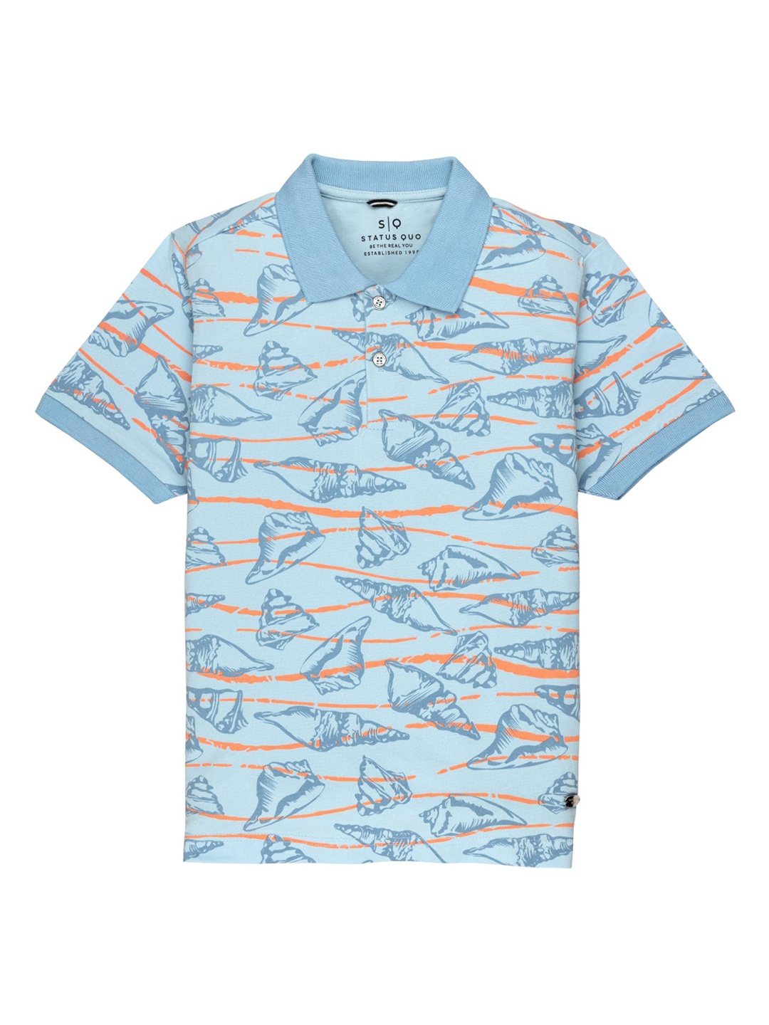 

Status Quo Boys Printed Polo Collar Cotton T-shirt, Blue