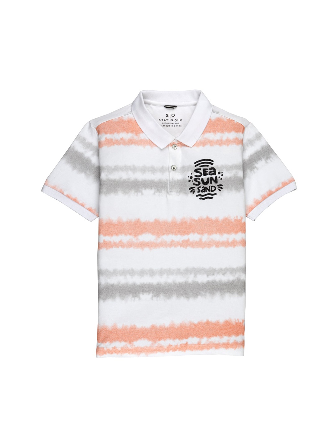 

Status Quo Boys Orange & White Striped Polo Collar T-shirt