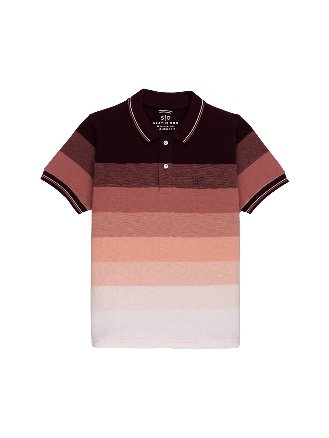 

Status Quo Boys Striped Polo Collar Cotton T-shirt, Maroon