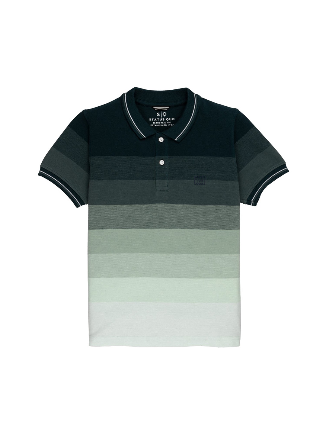 

Status Quo Boys Striped Polo Collar T-shirt, Green