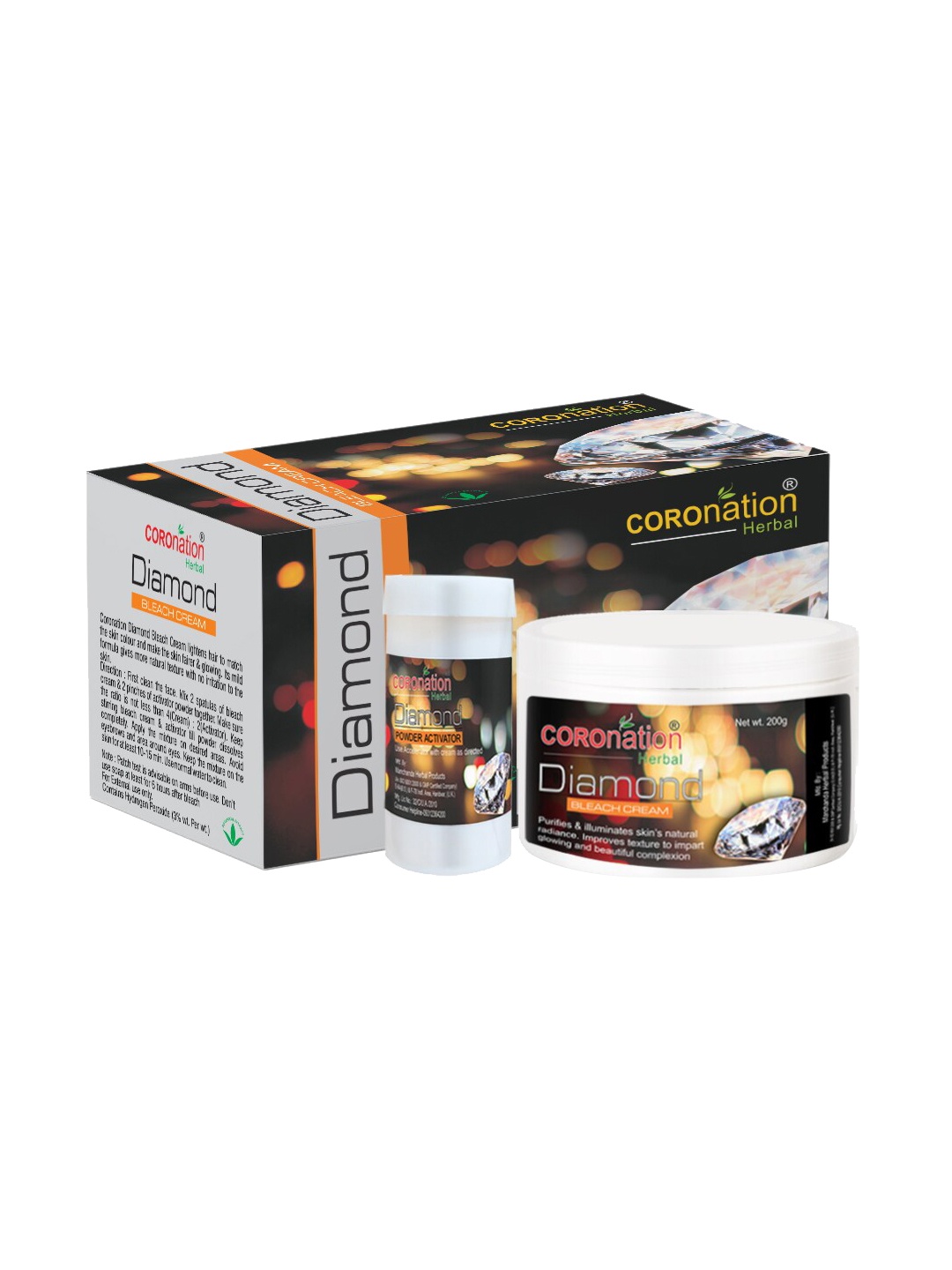 

COROnation Herbal Diamond Bleach Cream 200g with Powder Activator 50g, Brown
