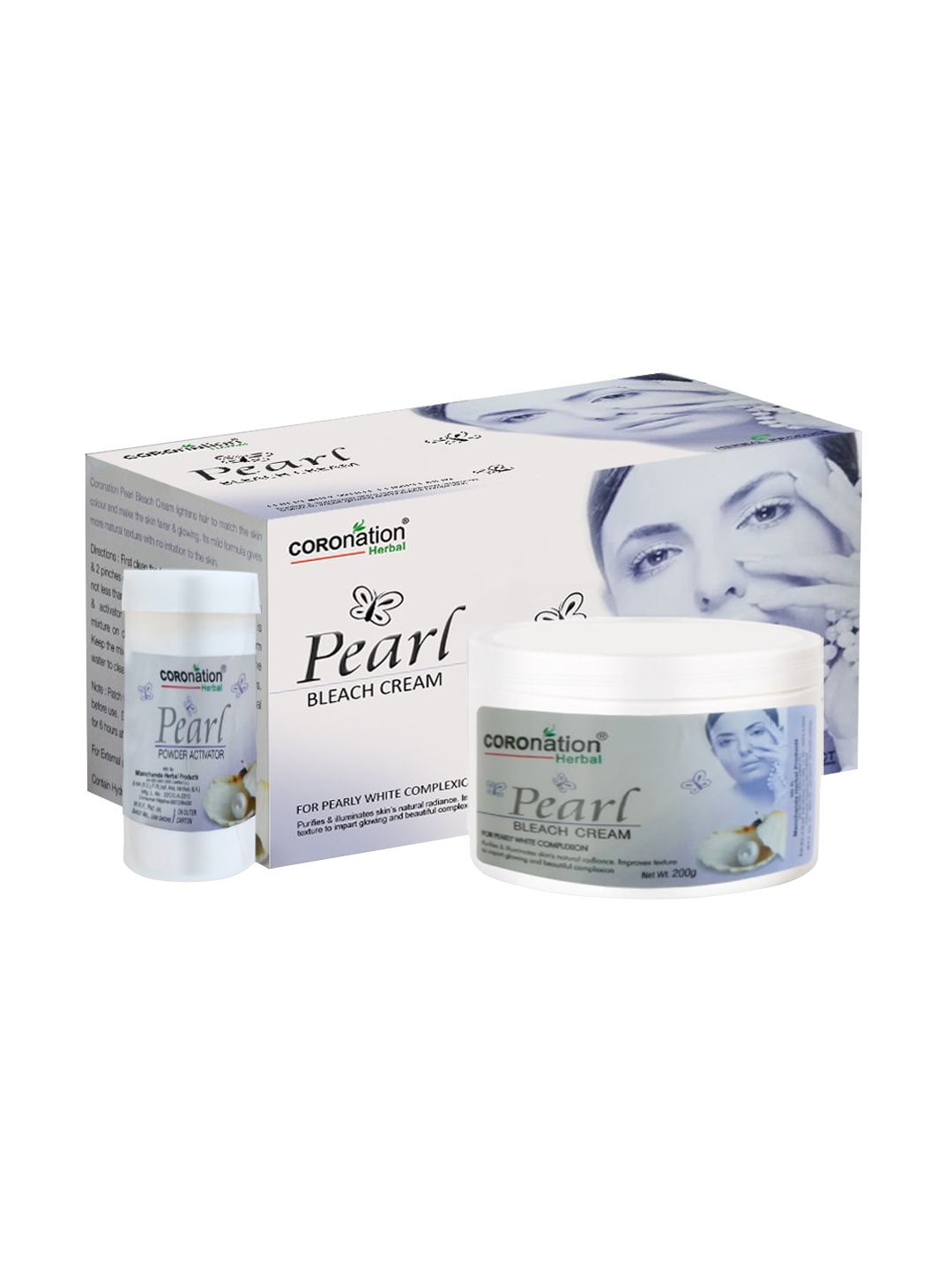 

COROnation Herbal Pearl Bleach Cream 200g with Powder Activator 50g, White