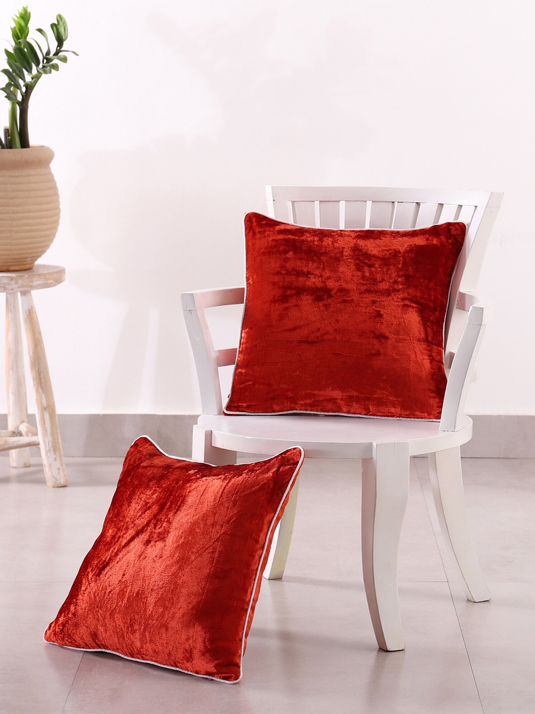 

HANDICRAFT PALACE Rust 2 Pieces Velvet Square Cushion Covers