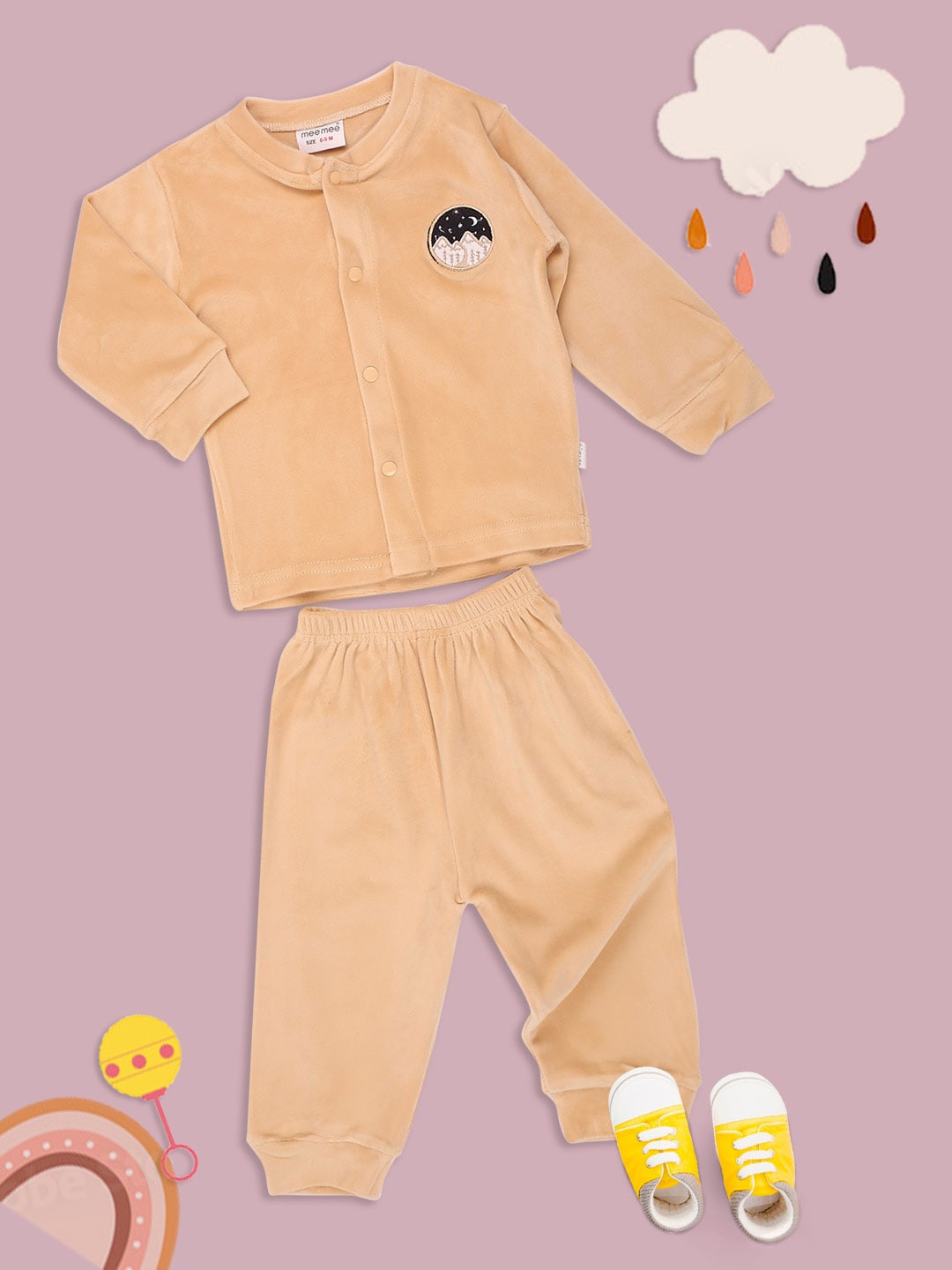 

MeeMee Infant Printed Fleece Tracksuits, Peach
