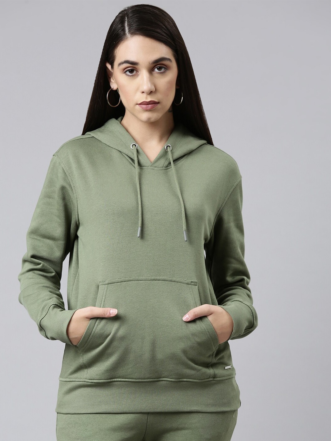 

TWIN BIRDS Women Hooded Cotton Sweatshirt, Olive