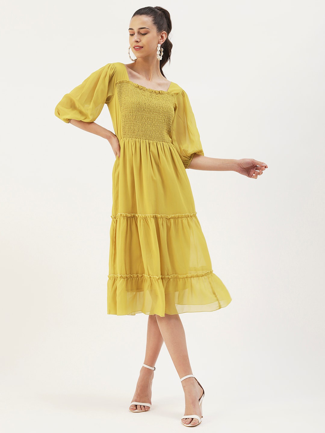 

DressBerry Georgette Midi Dress, Yellow