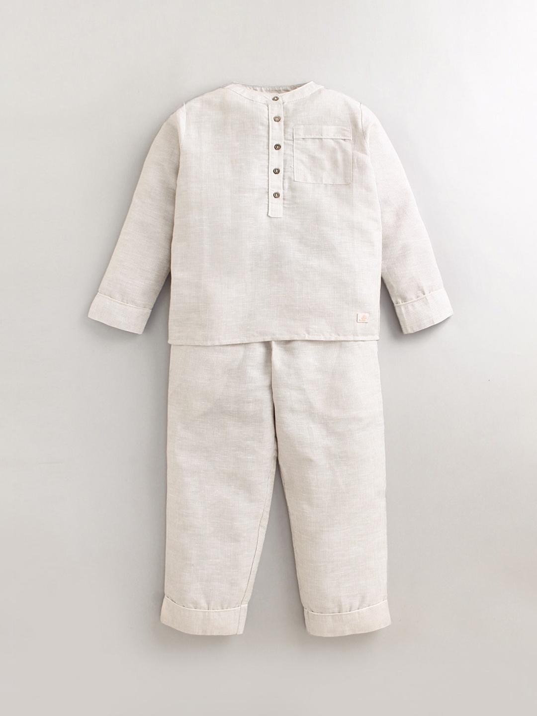 

Cherry Crumble Boys 2 Pieces Striped Night Suit, Beige