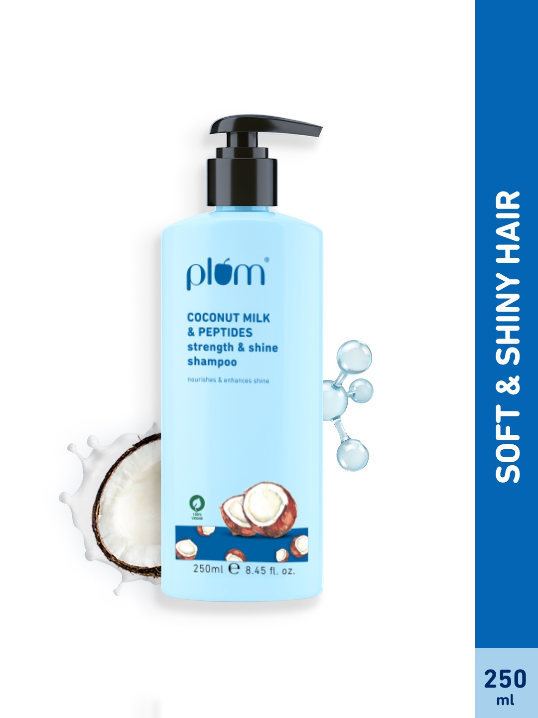 

Plum Coconut Milk & Peptides Strength & Shine Shampoo - 250ml, Blue