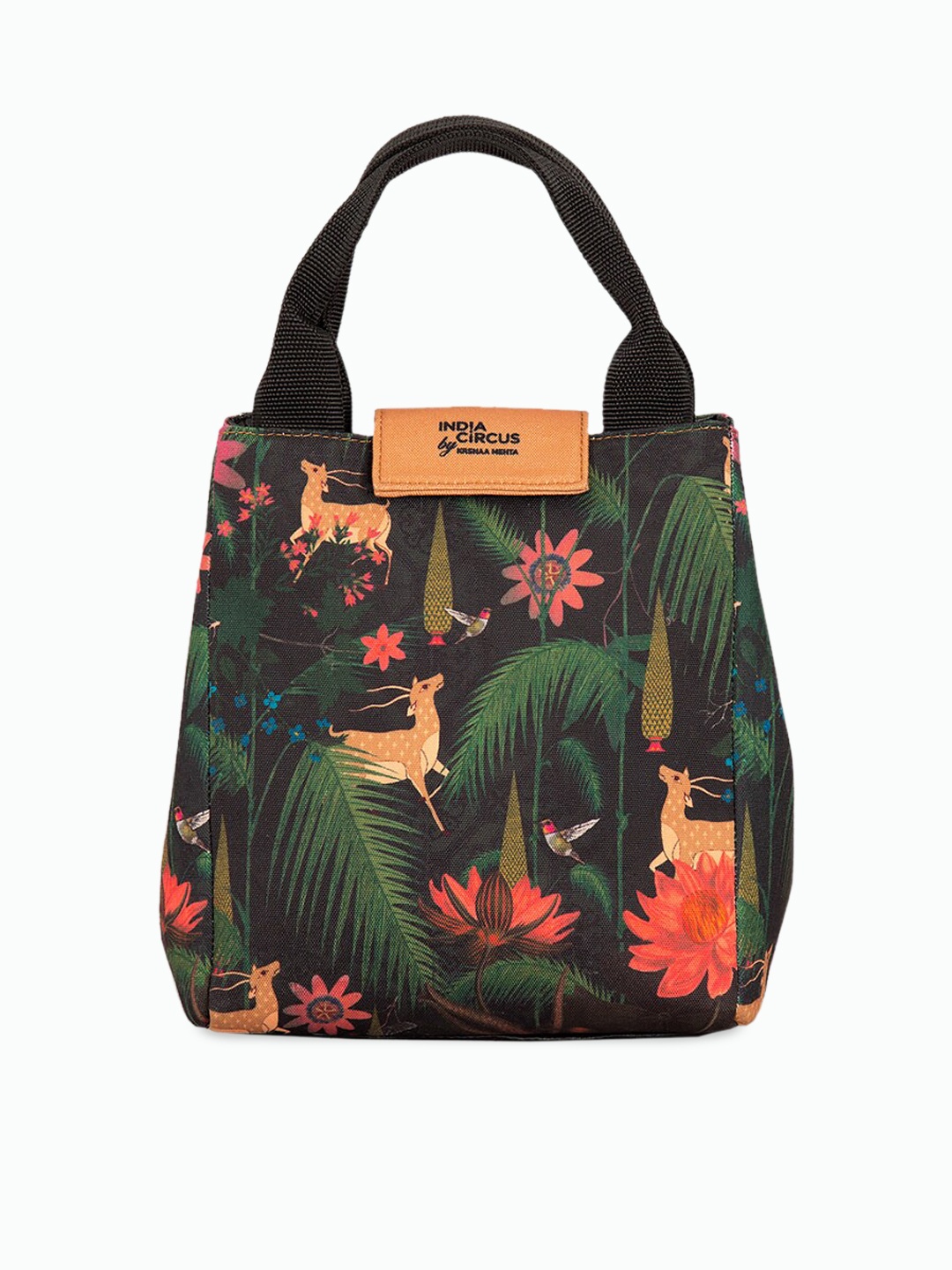 

India Circus by Krsnaa Mehta Forest Fetish Printed Lunch Bag, Black