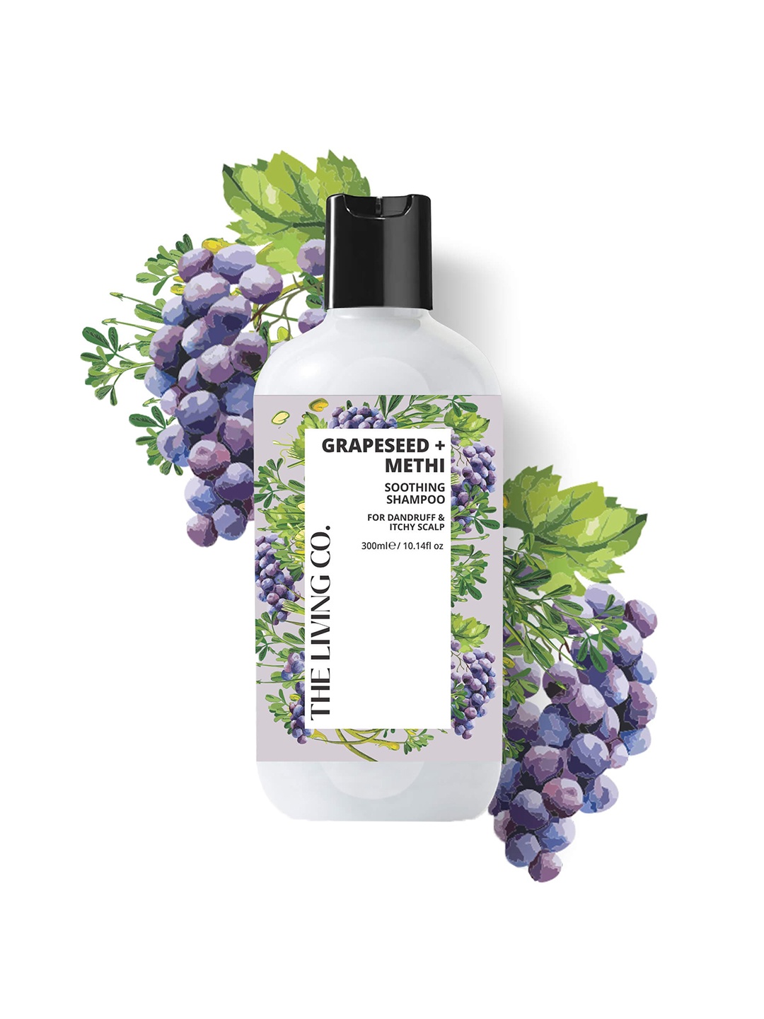 

THE LIVING CO. Grapeseed & Methi Soothing Shampoo 310 ml, White