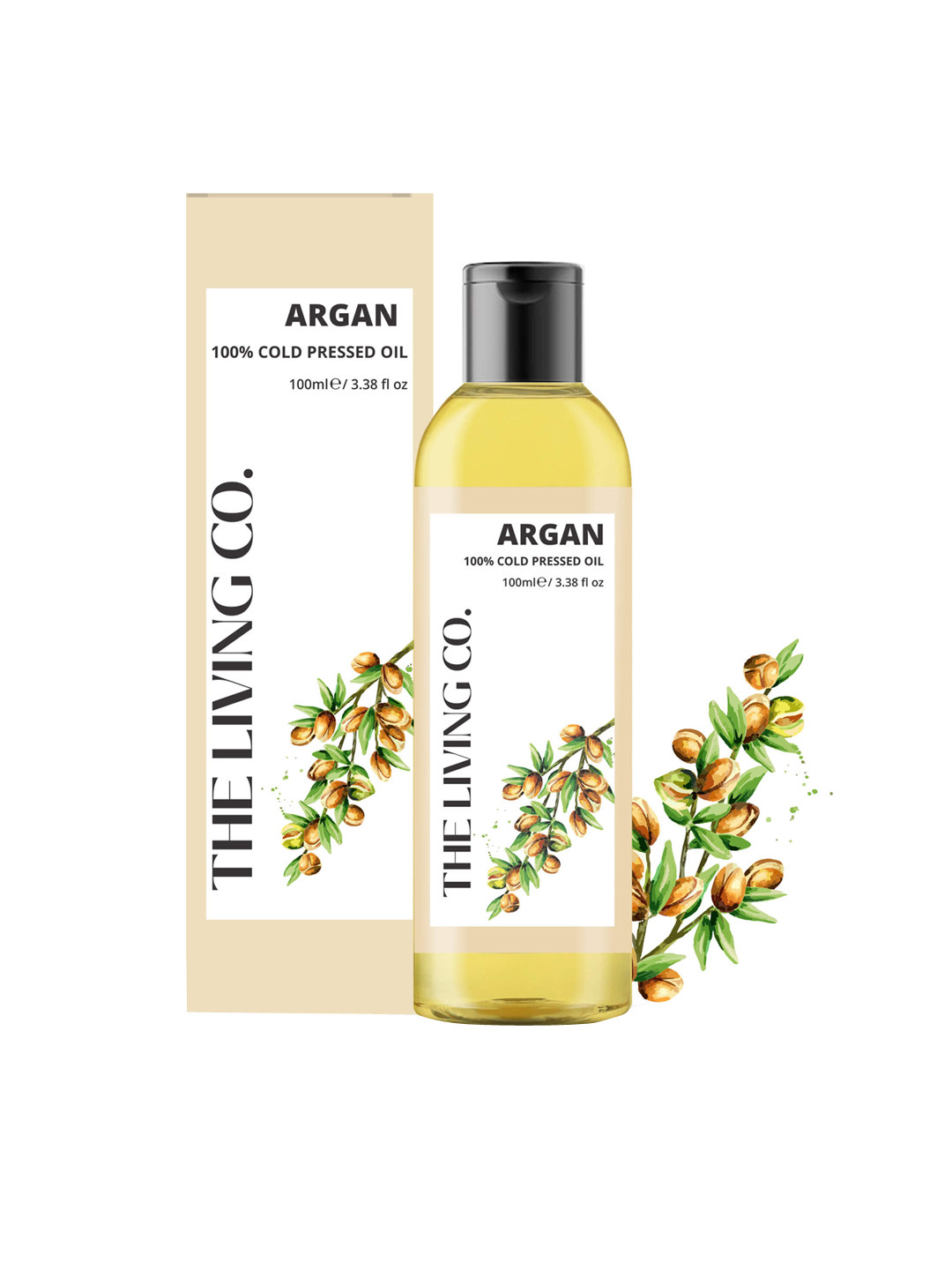 

THE LIVING CO. 100% Cold-Pressed Argan Oil - 100 ml, Yellow