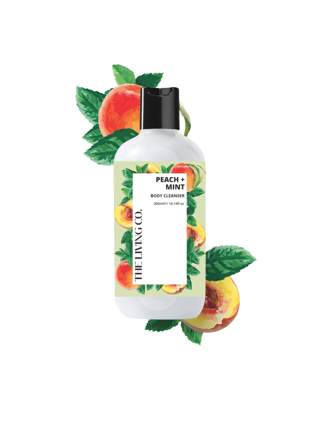 

THE LIVING CO. Vegan Peach & Mint Body Cleanser - 300ml, Green