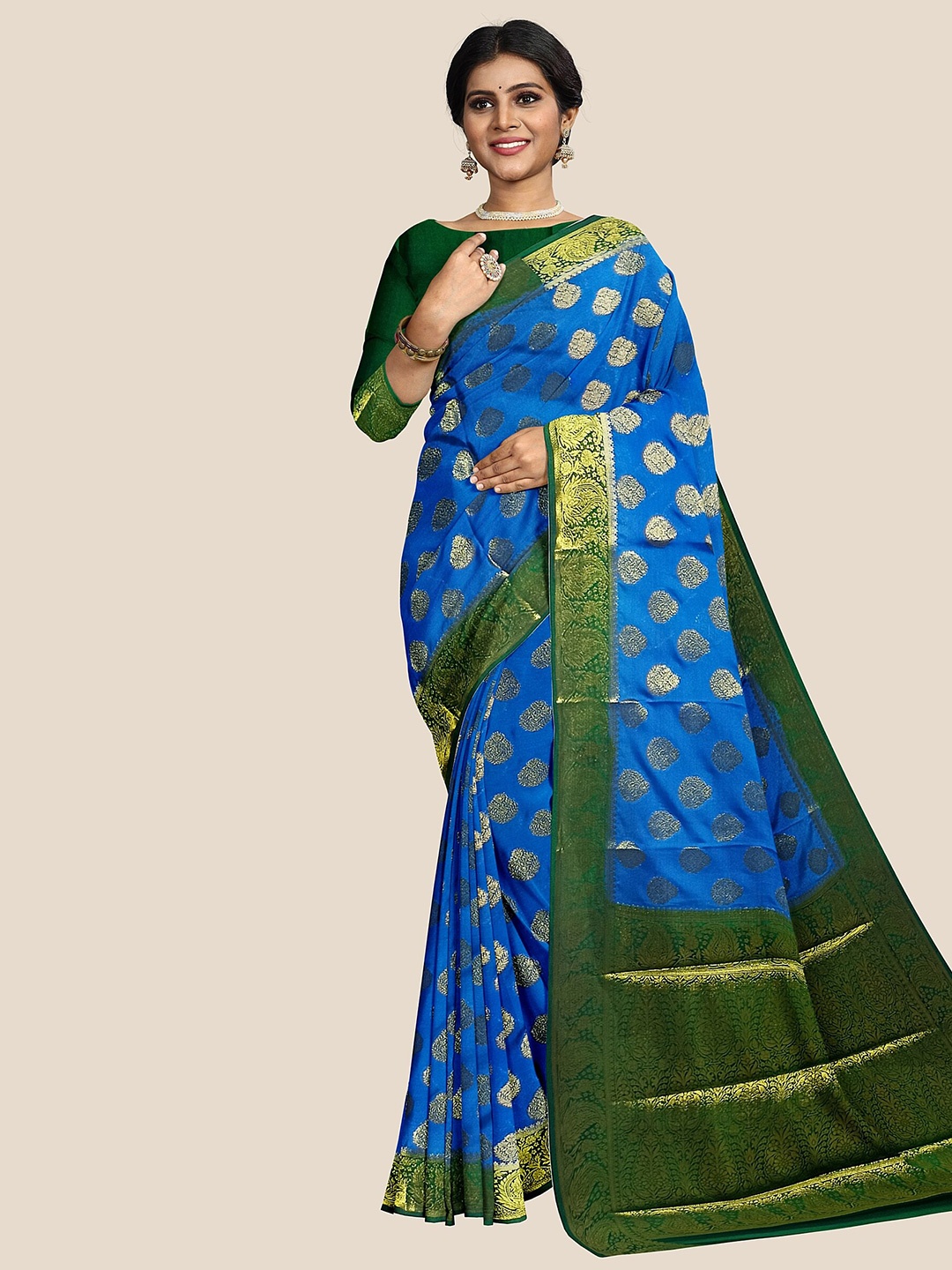 

The Chennai Silks Ethnic Motif Zari Mysore Silk Saree, Blue