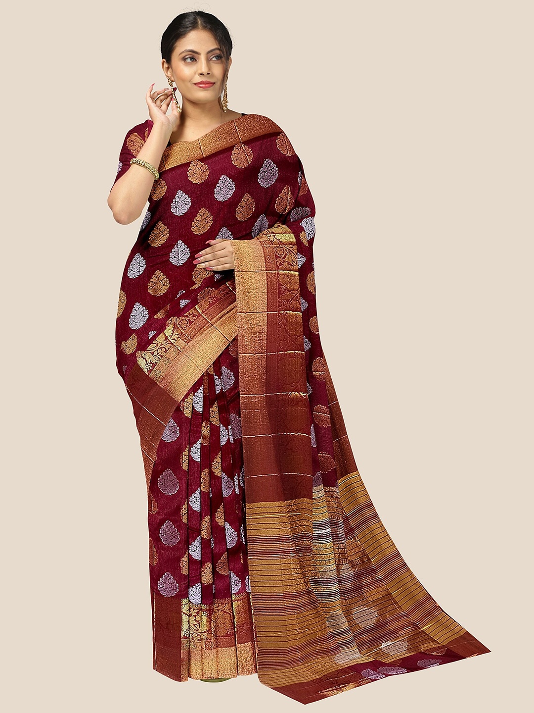 

The Chennai Silks Woven Design Cotton Banarasi Saree, Maroon