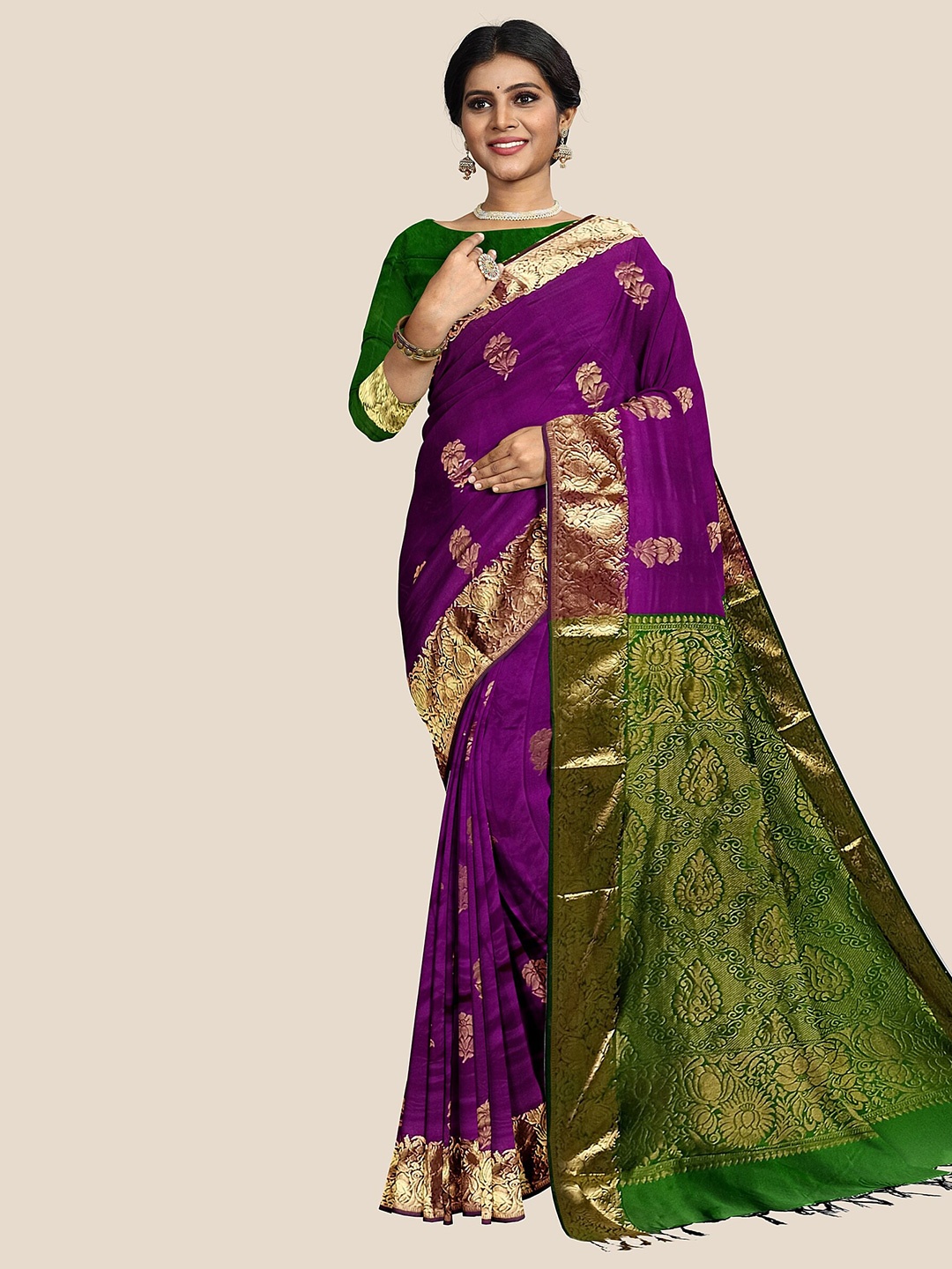 

The Chennai Silks Woven Design Zari Bordered Arani Pure Silk Saree, Violet