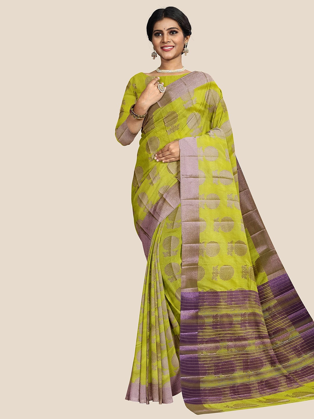 

The Chennai Silks Woven Design Zari Banarasi Saree, Green