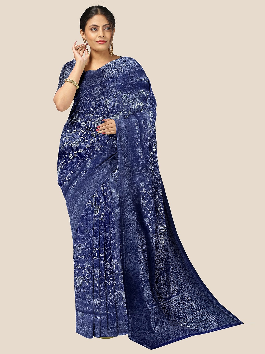 

The Chennai Silks Woven Design Zari Art Silk Saree, Navy blue