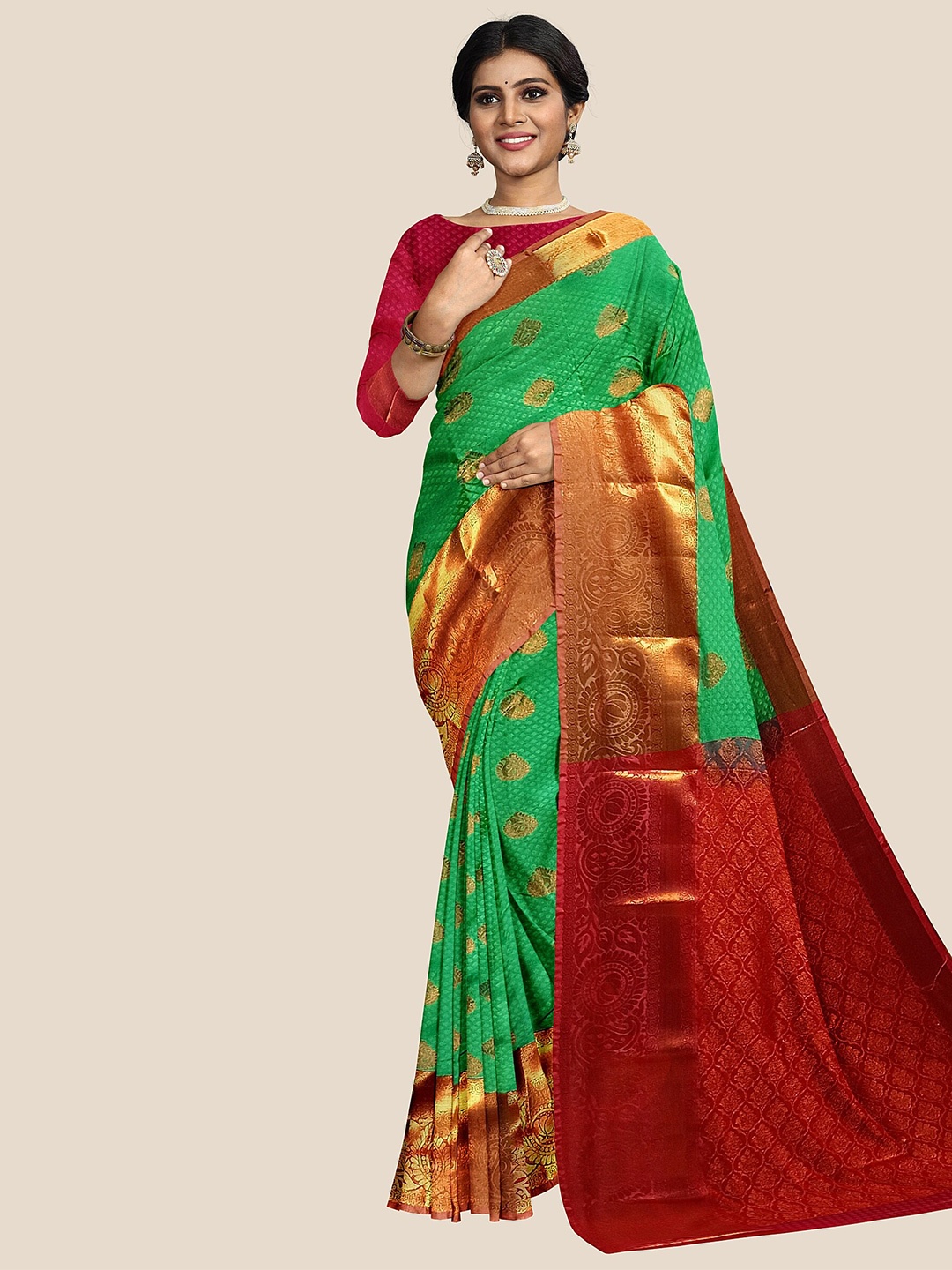 

The Chennai Silks Woven Design Pure Silk Arani Saree, Green