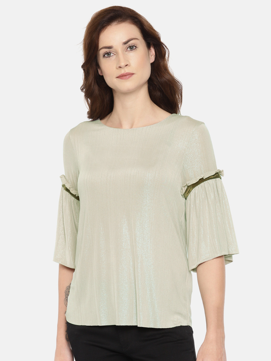 

Vero Moda Women Beige Solid Sheen Top