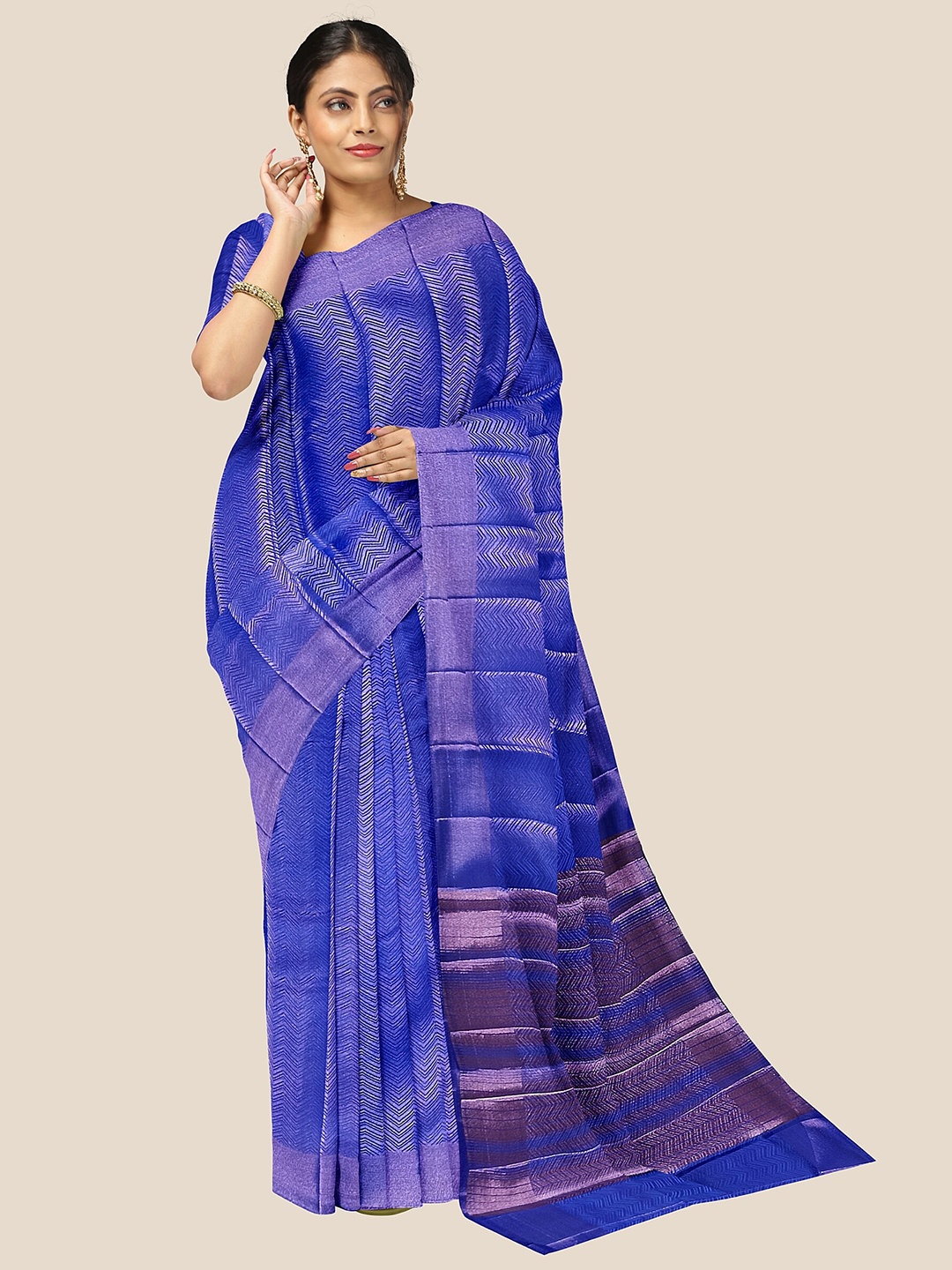 

The Chennai Silks Woven Design Zari Jute Cotton Banarasi Saree, Blue