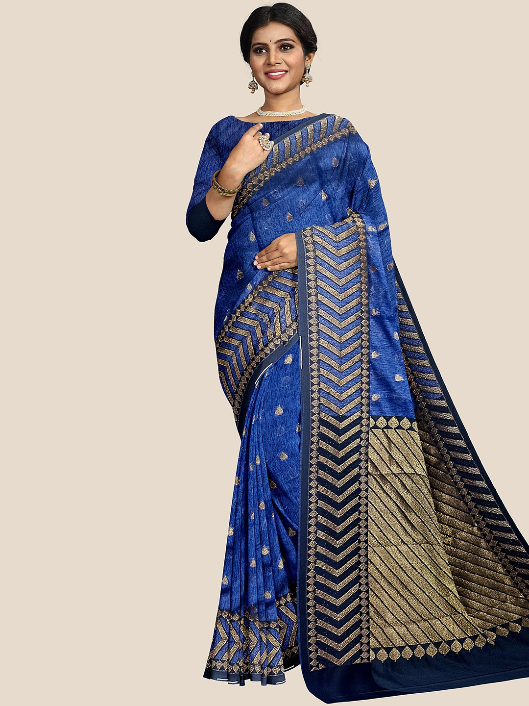 

The Chennai Silks Ethnic Motifs Zari Saree, Blue
