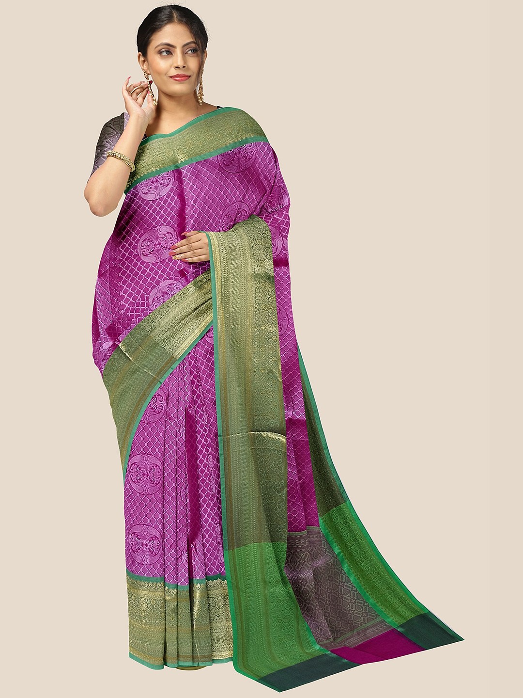 

The Chennai Silks Woven Design Zari Organza Banarasi Saree, Pink