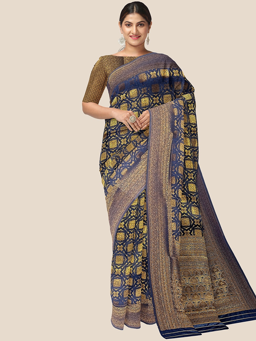 

The Chennai Silks Woven Design Zari Bordered Saree, Blue