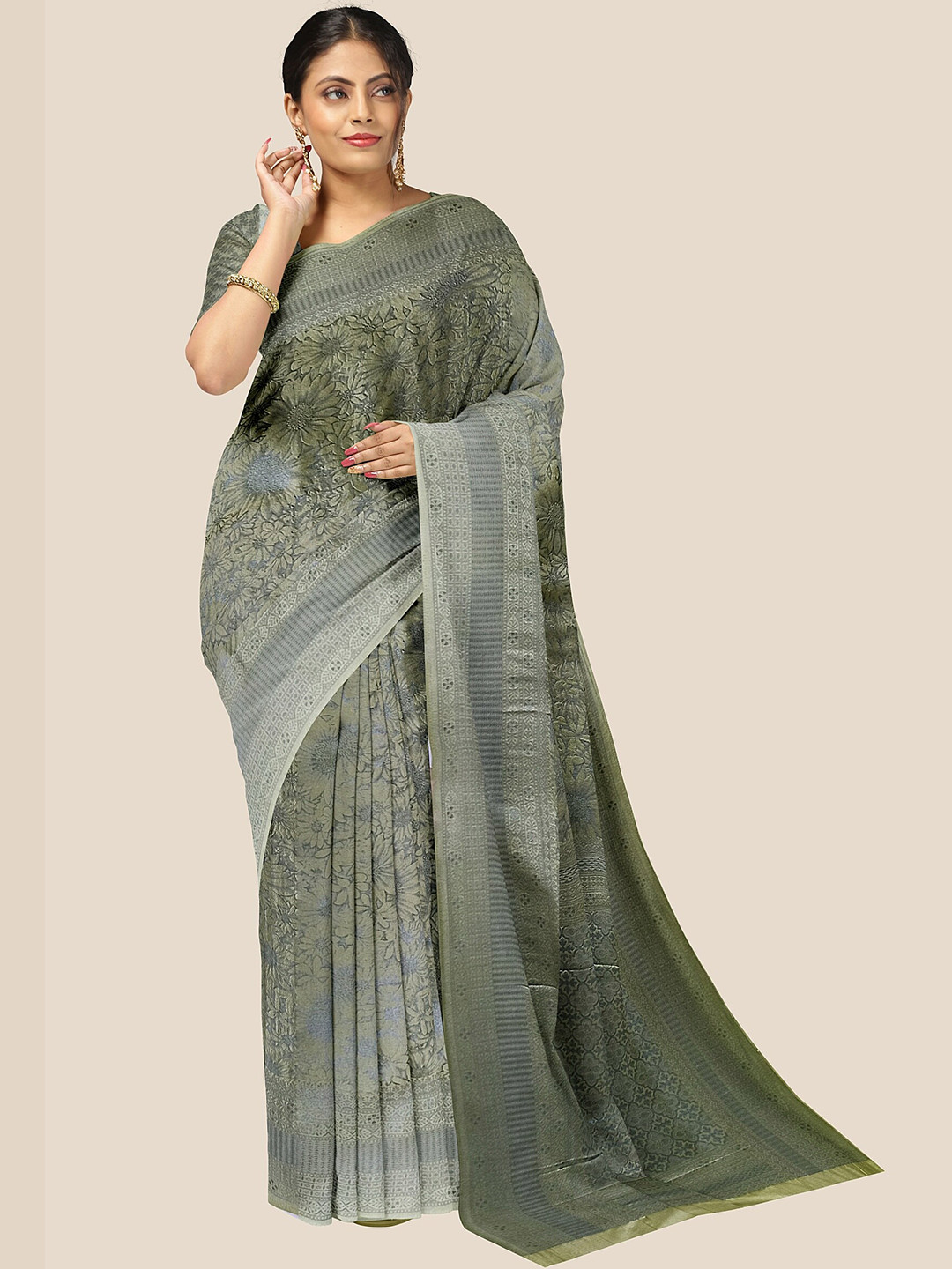 

The Chennai Silks Woven Design Zari Saree, Green