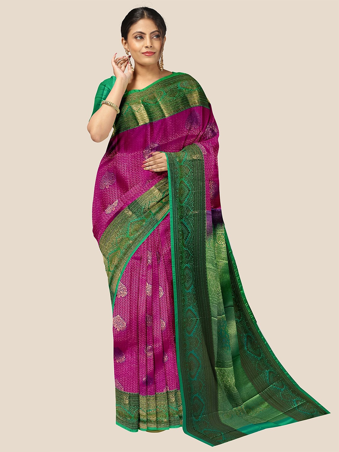 

The Chennai Silks Woven Design Pure Silk Dharmavaram Saree, Magenta