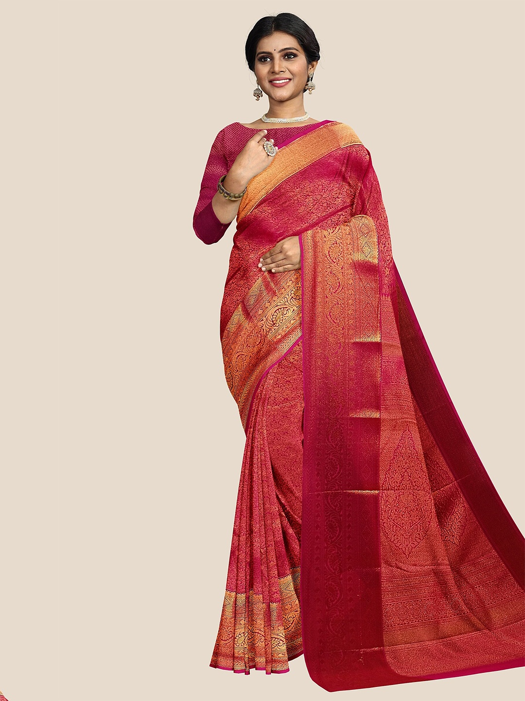 

The Chennai Silks Woven Design Pure Silk Arani Saree, Pink