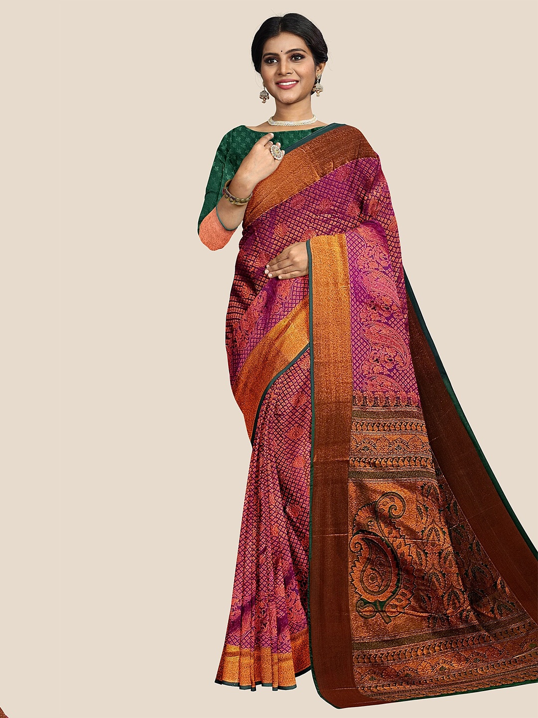 

The Chennai Silks Woven Design Zari Pure Silk Arani Saree, Purple