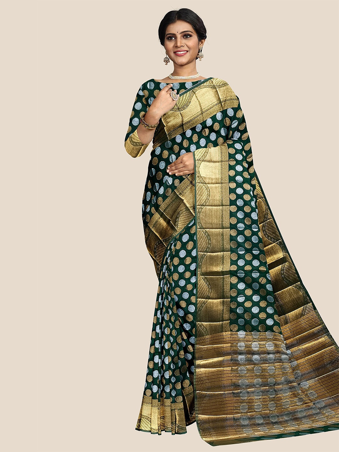 

The Chennai Silks Woven Design Zari Banarasi Saree, Green