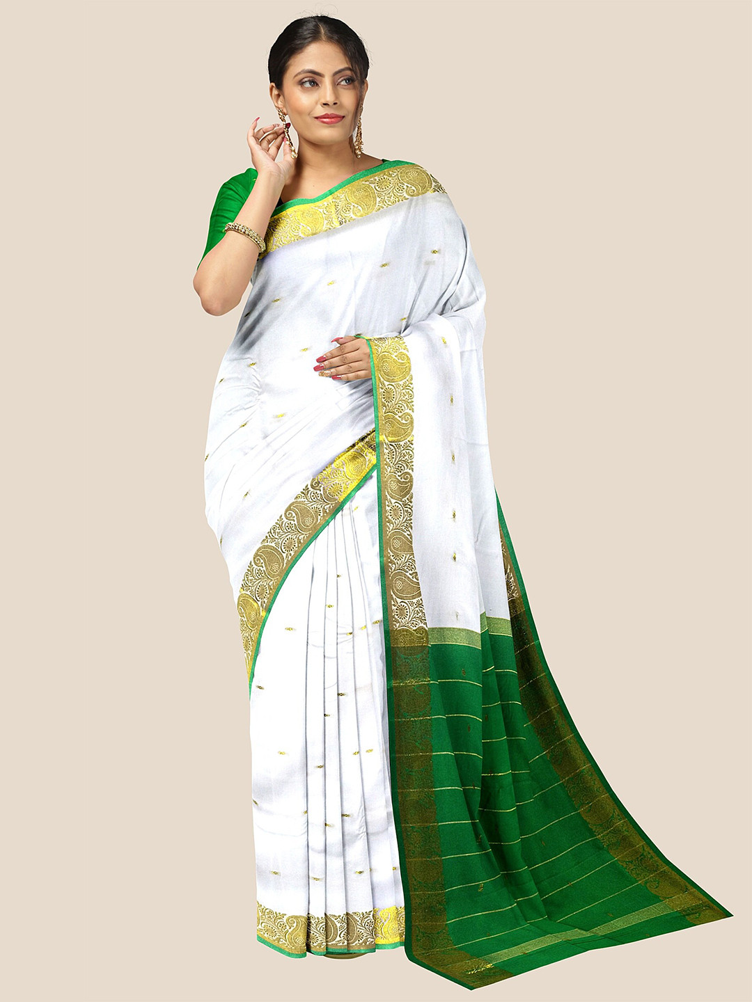 

The Chennai Silks Woven Design Zari Saree, White